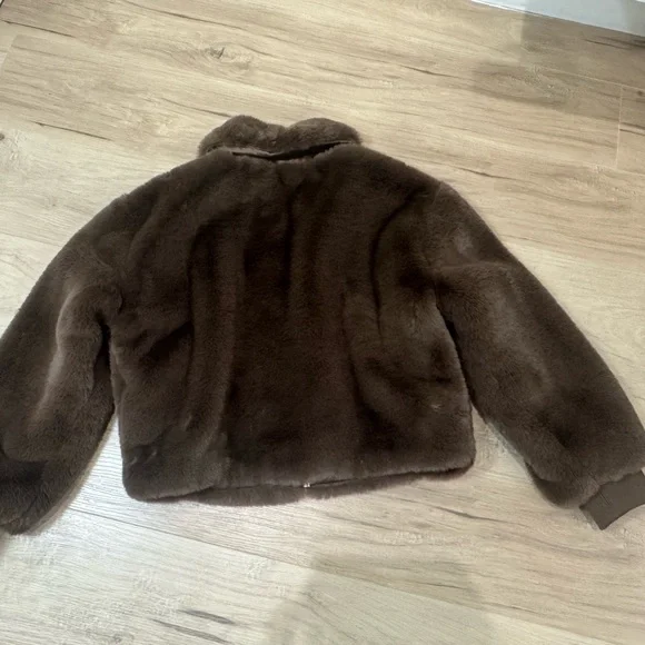 Maeve Chocolate Faux Fur Coat - Picture 7 of 9